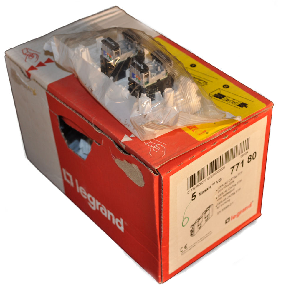 Prise Double RJ45 Mosaic 6A STP Goulotte Clippage Direct Catégorie 6 Ftp 3 Modules 076547